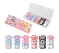 6 PCS Chat Ruban Correcteur, Kawaii Coloré Griffe de Chat Mini Rubans Correcteurs 5mm x 6m, Rouleaux Correcteurs de Pattes Chat Notes Adhésives Patte de Chat Rollers Correction pour Enfants