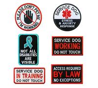 6 Pcs Chiens Animal de Soutien Émotionnel Gilet/Harnais Patch Ne Pas Caresser Travail Formation Anxiété Chien Patch Compatible avec Velcro Emblème pour Chien de Gilet Vêtements