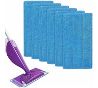 6 pcs Chiffons de rechange réutilisables Swiffer WetJet Mist Vadrouilles en microfibre pour le nettoyage des sols (Bleu 6 pcs)