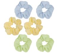 6 Pcs Chouchous à Cheveux Colorés pour Femmes et Filles, Élastiques Cheveux Doux pour Queue de Cheval, Accessoires de Coiffure Texture (Jaune + Vert + Bleu)