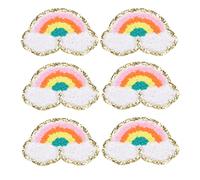 6 Pcs Cloud Iron-On Patches, Colourful Cotton Embroidered Appliques for DIY Clothes Customisation, Jackets, Denim, Backpacks, Hats, Easy Sew On or Iron On Patches for Kids,