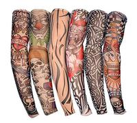 6 pcs Cool tatouage manches bras bas, faux tatouage temporaire, couverture solaire extensible pour homme femme mode Body Art Party Favor
