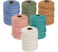 6 PCS Corde Macramé 3mm x 50m, BetterJonny Fil Macramé Macrame Corde Fil Macramé Corde Fil de Coton Naturel pour Bricolage, Artisanat,Tapisserie, Tricot, DIY Décoration (6 Couleurs-D）