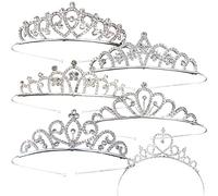6 pcs Couronne Bandeaux, Princesse Cristal Accessoires De Cheveux, Strass Couronne Accessoires De Cheveux pour Mariage, Bal, Concours De Beauté, Stage Dress Up Dames (Couleur Argent)