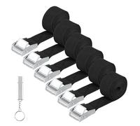 6 Pcs Courtes Sangle d'Arrimage, 25 mm x 0,5 m Sangle à Cliquet avec Boucle de Serrage, Sangle de Serrage, Sangle de Fixation, Sangles D'arrimage pour Porte-vélos Moto Voiture Bagage, avec Sifflet
