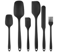 6 Pcs Cuillère à Mélanger en Silicone, Cuillères de Cuisine en Silicone, Spatules Cuillère de Cuisine, Spatules en Silicones Antiadhésives Résistantes à Chaleur pour Remuer Mélanger(Noir)