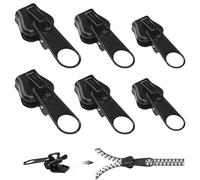 6 PCS Curseur Fermeture Eclair, Frundoo Kit de Réparation de Fermeture Zippée Universelle, Reparation Fermeture Eclair pour Couture de Vêtements, Veste, Sac à Dos