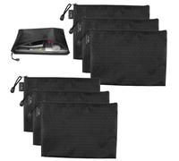 6 Pcs Deposit Pouches A5, 24 x 18 cm Banknote Pouches, Pochette Billet de Banque with Zip, Rangement Billet de Banque, Waterproof Pochette Etanche Document Oxford pour l'école Bureau Voyages, Noir