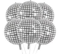 6 PCS Disco Ballons, 22 Pouces Argenté Ballon Aluminium 4D, Décorations de Fête Disco, Ballon Helium pour une Fête D'anniversaire de Mariage sur le Thème Disco des Années 70 80 et 90