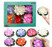 6 pcs Diwali Lights, Gradient Flasing Floating Lotus Flower LED LUMILES, 3, 9 Pouces Lys à Eau Artificielle pour la Maison, Le Jardin et Les décorations de l'étang
