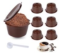 6 PCS Dosette de café reutilisable capsule rechargeable compatible avec les machines à café avec cuillère et brosse pour la cuisine et le bureau
