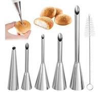 6 Pcs Douille de Pâtisserie Petit Choux, Douille à Pâtisserie Inox, Seringue Patisserie Fourrage Inox, Douilles de Remplissage, pour Garnir Confitures, Pâte Feuilletée, Beignets, Pain, Pâte Feuilletée