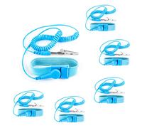 6 Pcs Dragonne Antistatique Dragonne de Mise à la Terre Band Réglable ESD Décharge Terre Bracelet Antistatique pour Eviter l'accumulation d'électricité Statique（Bleu）