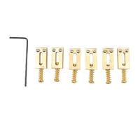 6 Pcs Electric Guitar Bridge Saddle, Brass Tremolo String Saddle with 10.5 mm Pitch, Replacement for - Style Guitars, Includes Wrench for Easy Setup and Enhanced Tone Clarit (Or)