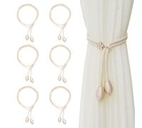 6 pcs Embrasses de Rideau, Réglables Attache Rideaux,Cravates de Rideau, Embrasses de Rideau Blanc,Embrase de Rideaux,pour la Maison, Le Bureau, la Décoration de Fenêtre