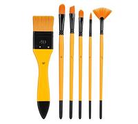 6 pcs en nylon peinture-pinceaux, pinceaux d'artistes pour la peinture à l'aquarelle d'huile, poils de forme multiple avec une longue poignée, des fournitures d'art en studio