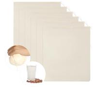 6 Pcs Etamine Alimentaire, 30 x 35cm Sac Tissu Coton Filtre Lavable Non Blanchi Mousseline Alimentaire, Ultra Fine Chiffon à Fromage Anti-chaleur pour Filtrer Jus Fromage Thé Épices