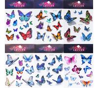 6 PCS Faux Tatouages 3D Colorés de Papillons, Butterfly Face Art, Papillon Tattoo Stickers, Autocollants Adhésifs Éphémères, Cadeau Anniversaire et Déco Fête, Tatouages Réalistes à Coller