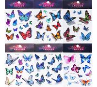 6 Pcs Faux Tatouages 3d Colorés De Papillons,Butterfly Face Art,Papillon Tattoo Stickers,Autocollants Adhésifs Éphémères,Cadeau Anniversaire Et Déco Fête,Tatouages Réalistes À Coller