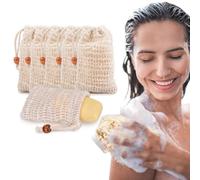 6 pcs Filet pour Savon Solide, Pochette Savon Solide en Filet Naturel, Sac à Savon en Coton Réutilisable 14cm x 9cm, Ensemble de Sachets de Savon Bio, Pochette Savon Solide, Idéal pour Douche, Bain