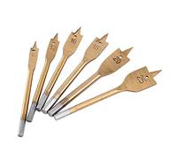 6 pcs Foret Plat Mèches Plates Enduit de Titane Tige Hexagonale, Foret Plat à Bois En Acier à Haute Teneur en Carbone Outils de Forage Perçage 10-25MM Doré