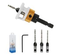 6 PCS Forets à Chanfreiner, Butee de Profondeur de Percage, Queue Hex 1/4", Fraise Bois avec Butée de Profondeur, pour Visseuse, Perçage, Fraisage Précis du Bois, Menuiserie