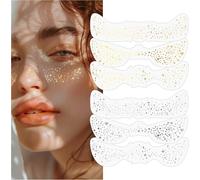 6 Pcs Glitter Face Tattoos Gold Silver Waterproof Face Tattoos For Women Temporary Makeup Accessories Festival Party
