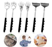 6 PCS Gratte Dos Télescopique Acier Inoxydable Grattoir Dos Portable Scratcher Massage Dos Idée Cadeau,Back Scratcher pour Massage de la Tête et du Dos et des Doigts Cadeau Homme Femme Cadeau