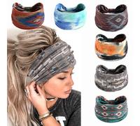 6 Pcs Headbands for Women's Hair UK Head Scarfs Wide Soft Ladies Headband Boho Fashion Bandanas Knot Adult Hairbands Elastic Sport Running Yoga Head Wraps (P6Boho2A)