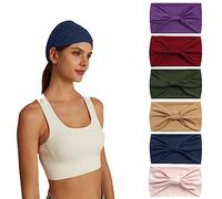 6 Pcs Headbands for Women's Hair UK Head Scarfs Wide Soft Ladies Headband Boho Fashion Bandanas Knot Adult Hairbands Elastic Sport Running Yoga Head Wraps (P6WColorPI)