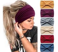 6 Pcs Headbands for Women's Hair UK Head Scarfs Wide Soft Ladies Headband Boho Fashion Bandanas Knot Adult Hairbands Elastic Sport Running Yoga Head Wraps (P6WColorBlue)