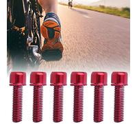 6 pcs M5x18mm boulons de tige de vélo en acier avec entretoise en acier guidon de vélo pièces vtt pour vélo vtt vélo(Rouge),Vis de tige de vélo, Potence Bmx Boulons de tige vélo Bouchon potence