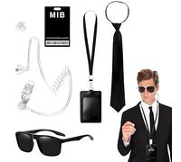 6 Pcs MIB Agent Costume Accessoires, Men in Black Deguisement, Ensemble de Costumes de Services Secrets Accessoires, Costumes d'espions pour Hommes Femmes Enfants pour Fête d'Halloween Cosplay