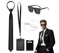 6 Pcs MIB Agent Costume Accessoires, Men in Black Deguisement, Ensemble de services secrets Accessoires de costumes d'espions, jeu de rôle pour fête, Hommes Femme Enfants,Carnaval, Halloween Cosplay