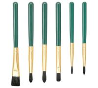 6 Pcs Mini Aquarelle Voyage Pinceaux Ensemble Peinture, Fournitures d'art Portables pour Débutants, Poils Nylon Ronds & Plats avec Manche Vert pour Acrylique Gouache