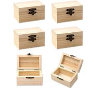 6 Pcs Mini Boîte De Rangement En Bois, Mini Coffres Au Trésor, Petite boîte en bois, 4 coffres à trésors en bois non finisBoîte à Décorer, Pour la décoration, DIY Loisirs Créatifs Décoration