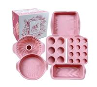 6 Pcs Moule En Silicone Antiadhésif Pour Patisseries Gâteaux Carré Rond Plat a Tarte Sans BPA Cake Tartelette Génoise Cupcake Pain de Mie Muffin Brioche Donuts Brownie Cookies Kouglof Savarin Sablé