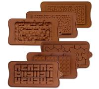 6 pcs Moules à Barres de Chocolat, VEINARDYL Moule à barres de bonbons en silicone Moule à fondant Kit de fabrication de chocolat antiadhésif Moules à barres protéinées et énergétiques maison