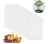 6 PCS Nut Milk Bags, Reusable 20×30cm, Tissu Filtre En Nylon Lavable Avec Cordon, étamine Alimentaire Fine Pour Lait Végétal, Fromage, Café, Jus, Mousseline Multifonction