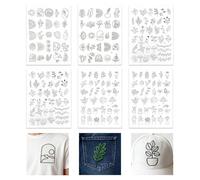 6 Pcs Papier Broderie Soluble, Stabilisateur Broderie Motif Floral Autocollant, Convient Aux DéButants Et Aux Passionnés De Point De Croix, De Broderie Sur Tissu Et De Travaux D'Aiguille