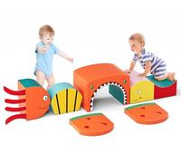6 PCS Parcours Motricité Bébé en Mousse avec Housse en PU, Thème de l'océan Module Motricité Bébé avec Diverses Couleurs Formes, Jouets Éducatifs pour Ramper Grimper (Couleur)