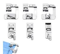 6 PCS Pieds-de-biche pour Machine à Coudre,Pied à Ourlet Couture,Pied Ourlet Roulotté en Acier Inoxydable,Pieds à Ourlet Roulé Étroit & Large,Accessoires de Couture pour Tissus Satin,Denim