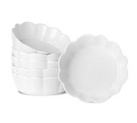 6 Pcs Plats à Four, Petit Plat à Four Blanc, 17.5x 17.5x5.5cm 700ml, Assiette pour Four Porcelaine pour Brûlée, Quiché, Tarte, Pasta, Lasagne, Tiramisu, Idéal pour 2 Personnes