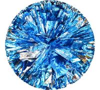 6 Pcs Pom-Poms de Cheerleading avec Anneau Facile à Saisir, Pom-Poms de Cheerleading en Plastique pour l'Esprit d'Équipe Sportive (Bleu & Argent)