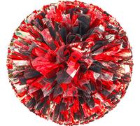 6 Pcs Pom-Poms de Cheerleading avec Anneau Facile à Saisir, Pom-Poms de Cheerleading en Plastique pour l'Esprit d'Équipe Sportive (Noir & Rouge)