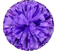 6 Pcs Pom-Poms de Cheerleading avec Anneau Facile à Saisir, Pom-Poms de Cheerleading en Plastique pour la Danse Sportive et l'Esprit d'Équipe (Métal Violet)