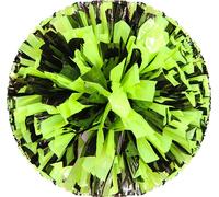 6 Pcs Pom-Poms de Cheerleading avec Anneau Facile à Saisir, Pom-Poms de Cheerleading en Plastique pour l'Esprit d'Équipe Sportive (Noir & Vert)