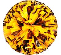 6 Pcs Pom-Poms de Cheerleading avec Anneau Facile à Saisir, Pom-Poms en Plastique de Danse Sportive Cheerleading Pour l'Esprit d'Équipe Sportive (Noir & Jaune)