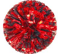 6 Pcs Pom-Poms de Cheerleading avec Anneau Facile à Saisir, Pom-Poms Plastiques de Danse Sportive Cheerleading Pour l'Esprit d'Équipe Sportive (Métal Noir & Rouge)