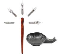 6 Pcs Porte Stylos Manga Calligraphie Stylos De Calligraphie Kit Et Plaque À Encre,Set De Calligraphie Manga Pour Débutants Et Amateurs De Dessin Manga, Un Kit Complet Pour Apprendre L'art